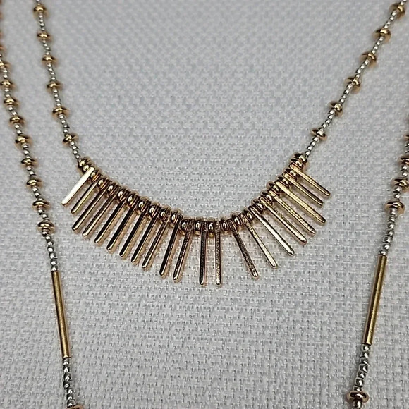 NIB - Retired Stella & Dot Riad Statement Necklace Versatile Gold Silver Rose - Picture 4 of 16